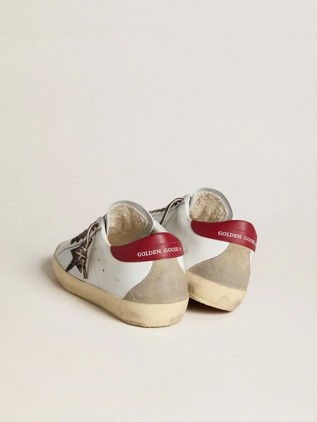 Women's Super-Star in nappa with glitter star and red nappa heel tab