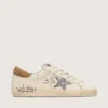 Women’s Super-Star in nappa with silver glitter star and all-over lettering