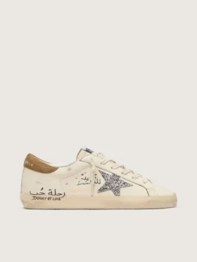 Women’s Super-Star in nappa with silver glitter star and all-over lettering