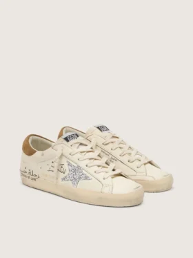 Women’s Super-Star in nappa with silver glitter star and all-over lettering