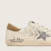 Women’s Super-Star in nappa with silver glitter star and all-over lettering