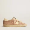 Women's Super-Star in powder-pink suede with cream leather star