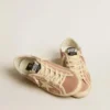 Women's Super-Star in powder-pink suede with cream leather star