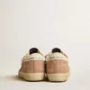 Women's Super-Star in powder-pink suede with cream leather star