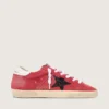 Women’s Super-Star in red suede with glitter star and white heel tab