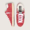 Women’s Super-Star in red suede with glitter star and white heel tab