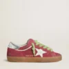 Women’s Super-Star in red suede with white leather star and silver leather heel tab
