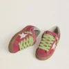 Women’s Super-Star in red suede with white leather star and silver leather heel tab