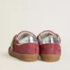 Women’s Super-Star in red suede with white leather star and silver leather heel tab