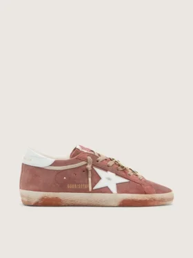 Men’s Super-Star in rust suede with metallic platinum leather star