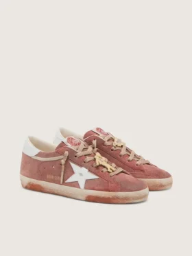Women’s Super-Star in rust suede with metallic platinum leather star