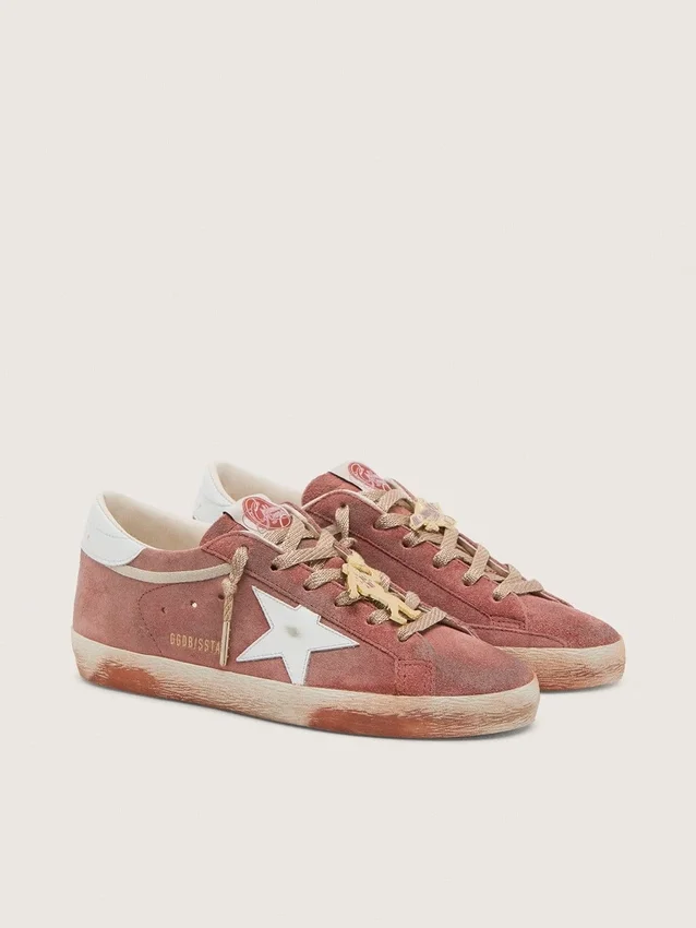 Men’s Super-Star in rust suede with metallic platinum leather star
