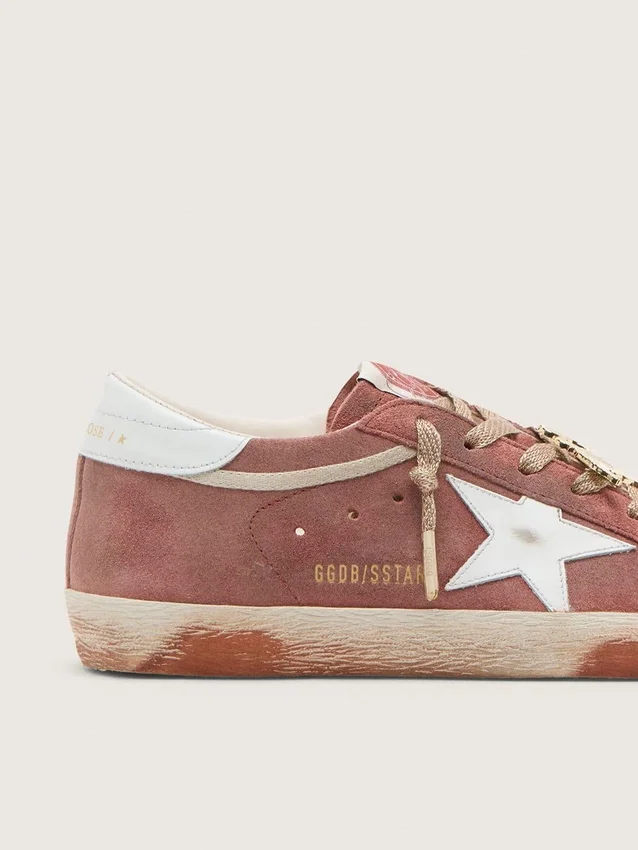 Men’s Super-Star in rust suede with metallic platinum leather star