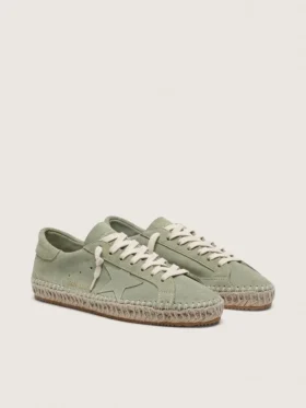 Women’s Super-Star in sage-green suede with tone-on-tone suede star and rope sole