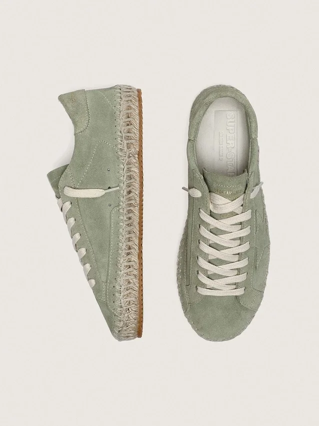 Women’s Super-Star in sage-green suede with tone-on-tone suede star and rope sole