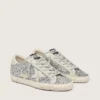 Women's Super-Star in silver glitter with ice-gray suede star