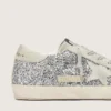 Women's Super-Star in silver glitter with ice-gray suede star