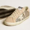 Women’s Super-Star in silver glitter with leather star and heel tab