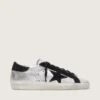 Women's Super-Star in silver leather with contrasting inserts
