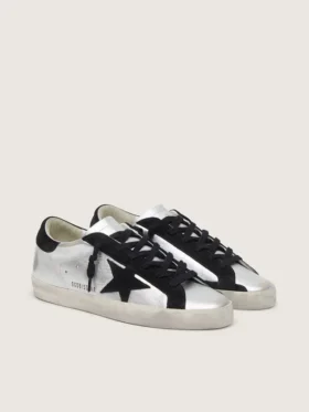 Women’s Super-Star in silver leather with contrasting inserts