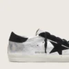 Women's Super-Star in silver leather with contrasting inserts