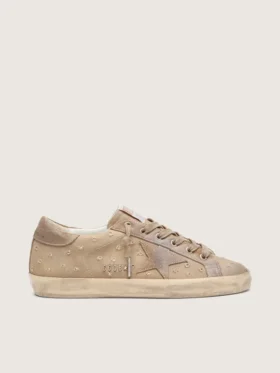 Women’s Super-Star in tobacco canvas with suede star and crystal inserts