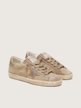 Women’s Super-Star in tobacco canvas with suede star and crystal inserts