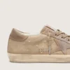 Women’s Super-Star in tobacco canvas with suede star and crystal inserts