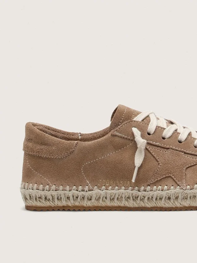 Men’s Super-Star in tobacco suede with beige suede star and rope sole