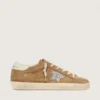 Women’s Super-Star in tobacco suede with silver glitter star