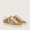 Women’s Super-Star in tobacco suede with silver glitter star