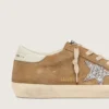 Women’s Super-Star in tobacco suede with silver glitter star