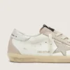 Women’s Super-Star in white and powder-pink leather with silver Swarovski crystal star