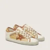 Women’s Super-Star in white leather and raffia with brick-red star and inserts