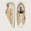 Women’s Super-Star in white leather and raffia with brick-red star and inserts