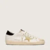 Women's Super-Star in white leather with gold Swarovski star