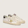Women's Super-Star in white leather with gold Swarovski star