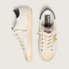 Women's Super-Star in white leather with gold Swarovski star