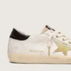 Women's Super-Star in white leather with gold Swarovski star