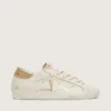 Women’s Super-Star in worn white leather with tone-on-tone star