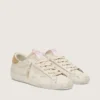 Women’s Super-Star in worn white leather with tone-on-tone star