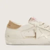Women’s Super-Star in worn white leather with tone-on-tone star
