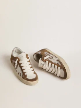 Women’s Super-Star in zebra-print pony skin with leather star and brown suede inserts