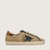 Women's Super-Star LTD in beige canvas with black leather star