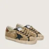 Women's Super-Star LTD in beige canvas with black leather star