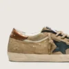 Women's Super-Star LTD in beige canvas with black leather star