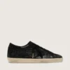 Women's Super-Star LTD in black croc-print leather with black suede star and heel tab