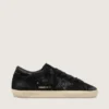 Women's Super-Star LTD in black suede with black glitter star and black leather heel tab