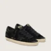 Women's Super-Star LTD in black suede with black glitter star and black leather heel tab