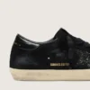 Women's Super-Star LTD in black suede with black glitter star and black leather heel tab
